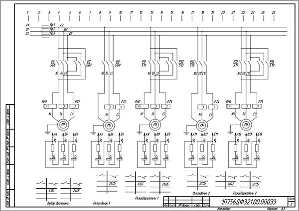Електрична схема токарного верстата 1П756ДФ3 Електрична схема токарного верстата 1П756ДФ3
